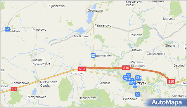mapa Dobrzyniewo, Dobrzyniewo na mapie Targeo