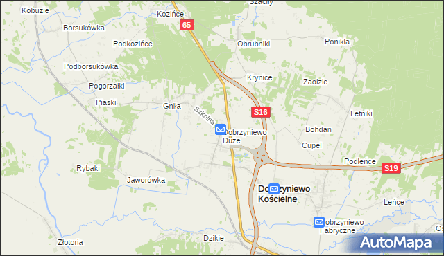 mapa Dobrzyniewo Duże, Dobrzyniewo Duże na mapie Targeo