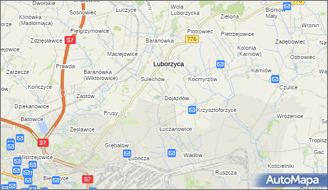 mapa Dojazdów, Dojazdów na mapie Targeo