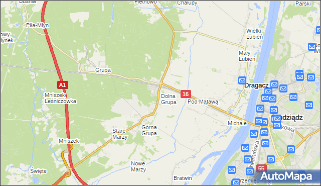mapa Dolna Grupa, Dolna Grupa na mapie Targeo