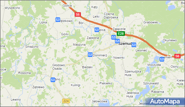 mapa Donimierz gmina Szemud, Donimierz gmina Szemud na mapie Targeo