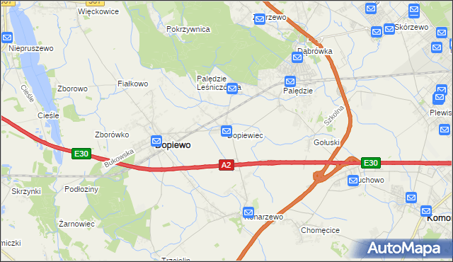 mapa Dopiewiec, Dopiewiec na mapie Targeo