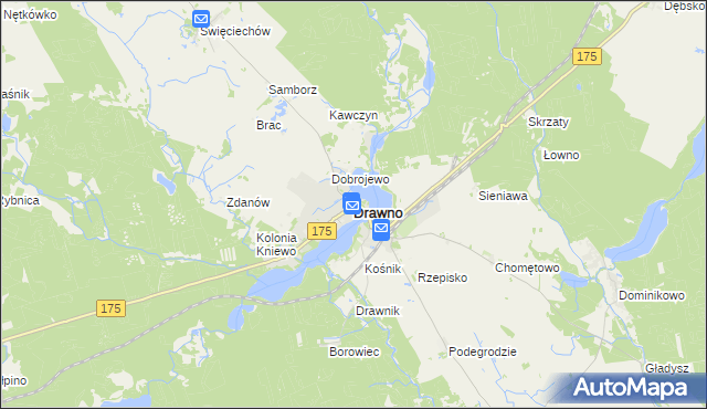 mapa Drawno, Drawno na mapie Targeo
