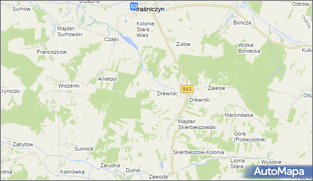 mapa Drewniki gmina Kraśniczyn, Drewniki gmina Kraśniczyn na mapie Targeo