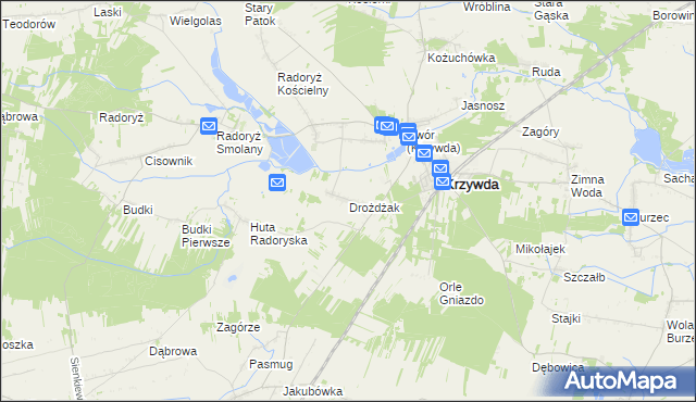 mapa Drożdżak, Drożdżak na mapie Targeo