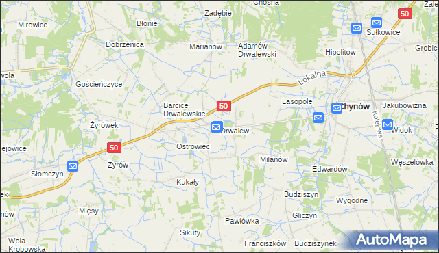 mapa Drwalew gmina Chynów, Drwalew gmina Chynów na mapie Targeo