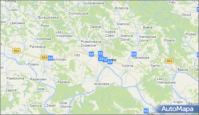 mapa Dubiecko, Dubiecko na mapie Targeo