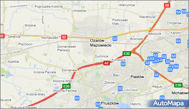 mapa Duchnice, Duchnice na mapie Targeo