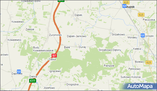 mapa Dunaj gmina Stupsk, Dunaj gmina Stupsk na mapie Targeo