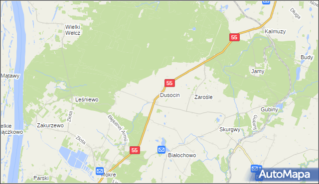 mapa Dusocin, Dusocin na mapie Targeo