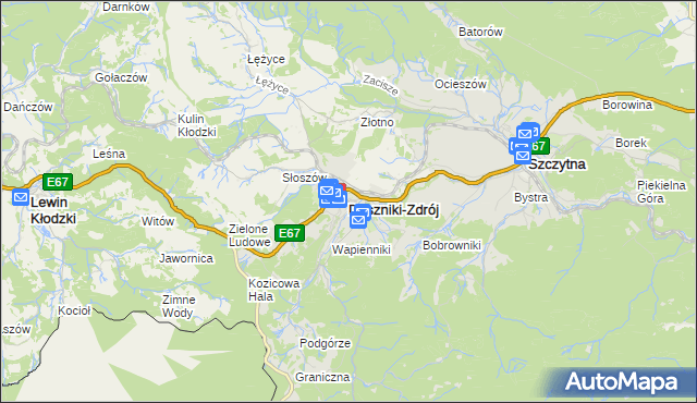 mapa Duszniki-Zdrój, Duszniki-Zdrój na mapie Targeo