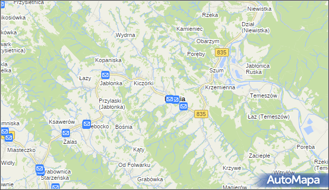 mapa Dydnia, Dydnia na mapie Targeo