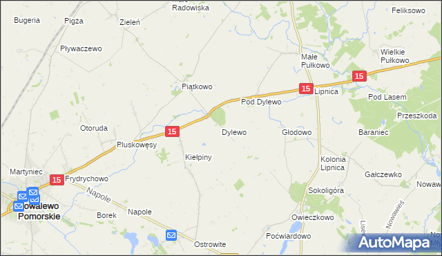 mapa Dylewo gmina Kowalewo Pomorskie, Dylewo gmina Kowalewo Pomorskie na mapie Targeo
