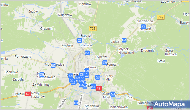 mapa Dyszów, Dyszów na mapie Targeo