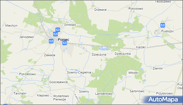 mapa Dzięczyna, Dzięczyna na mapie Targeo