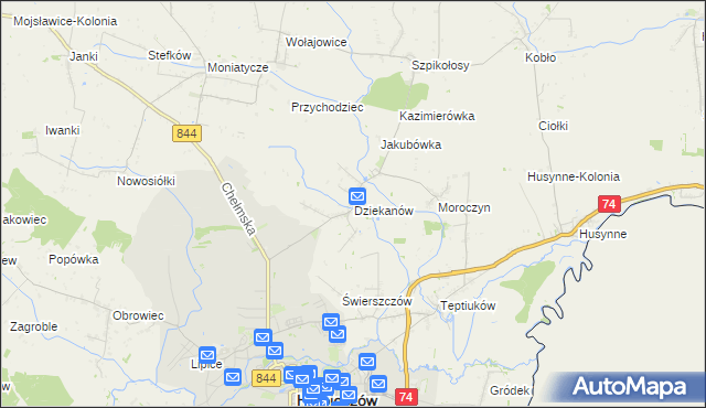 mapa Dziekanów, Dziekanów na mapie Targeo