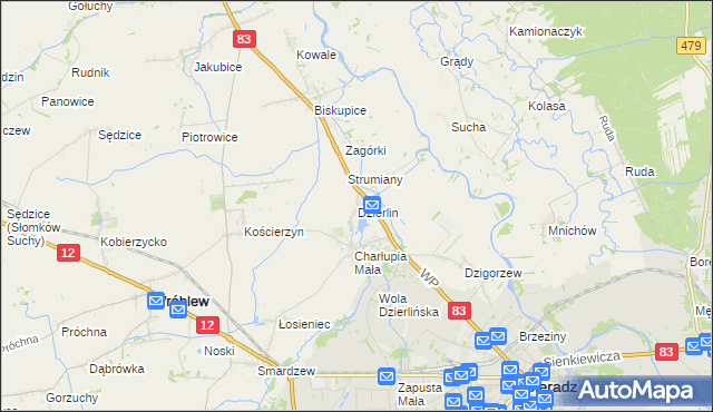 mapa Dzierlin, Dzierlin na mapie Targeo