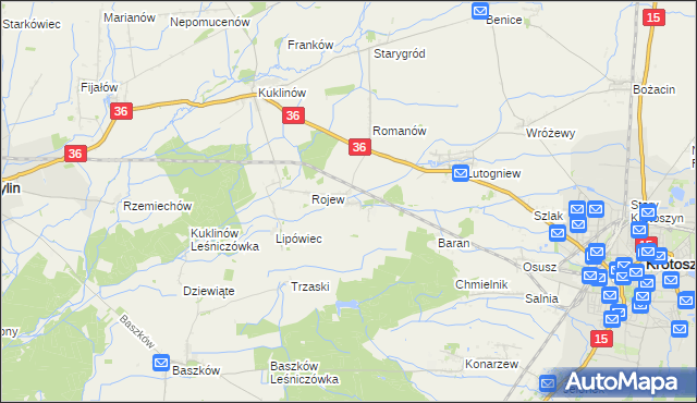 mapa Dzierżanów gmina Krotoszyn, Dzierżanów gmina Krotoszyn na mapie Targeo