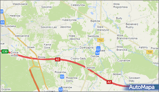 mapa Dzierżązna gmina Zgierz, Dzierżązna gmina Zgierz na mapie Targeo