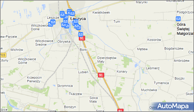 mapa Dzierzbiętów Mały, Dzierzbiętów Mały na mapie Targeo