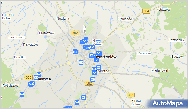 mapa Dzierżoniów, Dzierżoniów na mapie Targeo