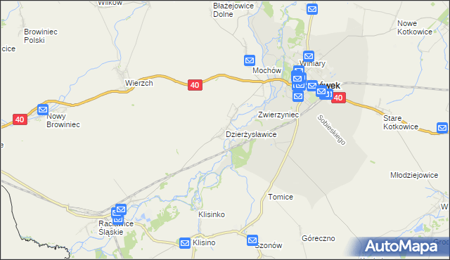 mapa Dzierżysławice, Dzierżysławice na mapie Targeo
