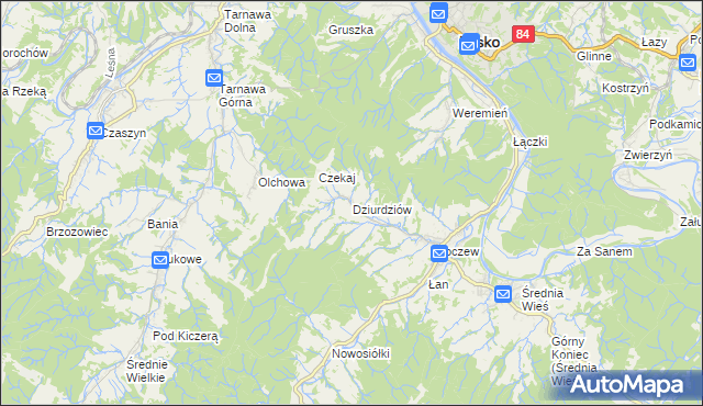 mapa Dziurdziów, Dziurdziów na mapie Targeo