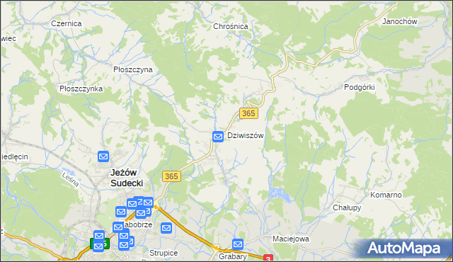 mapa Dziwiszów, Dziwiszów na mapie Targeo