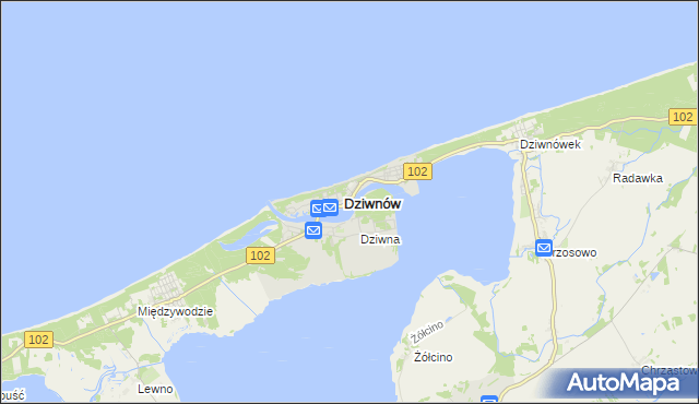 mapa Dziwnów, Dziwnów na mapie Targeo