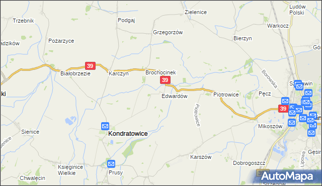 mapa Edwardów gmina Kondratowice, Edwardów gmina Kondratowice na mapie Targeo