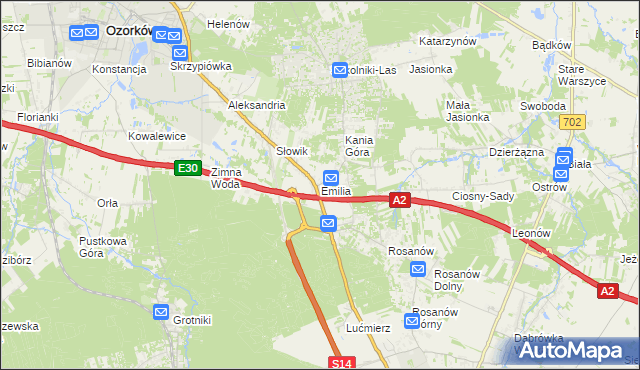 mapa Emilia, Emilia na mapie Targeo