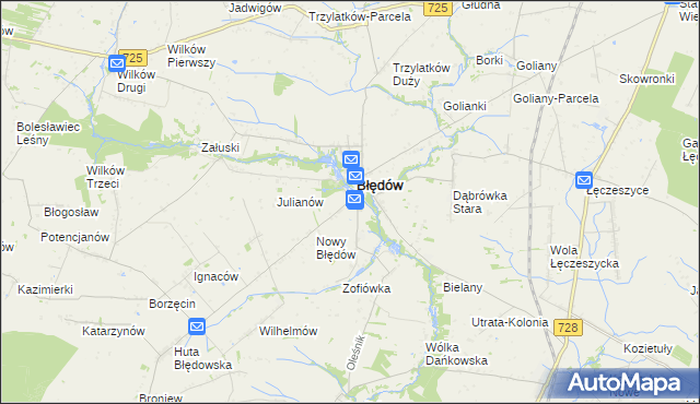 mapa Fabianów gmina Błędów, Fabianów gmina Błędów na mapie Targeo