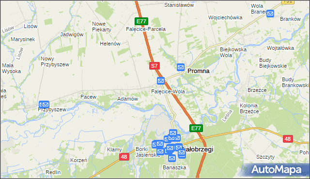 mapa Falęcice, Falęcice na mapie Targeo
