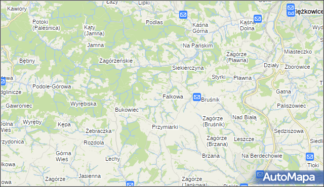 mapa Falkowa, Falkowa na mapie Targeo