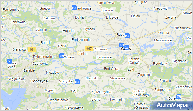 mapa Fałkowice gmina Gdów, Fałkowice gmina Gdów na mapie Targeo