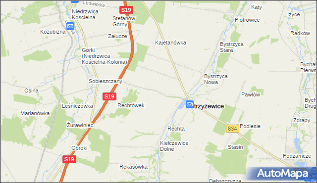 mapa Franciszków gmina Strzyżewice, Franciszków gmina Strzyżewice na mapie Targeo