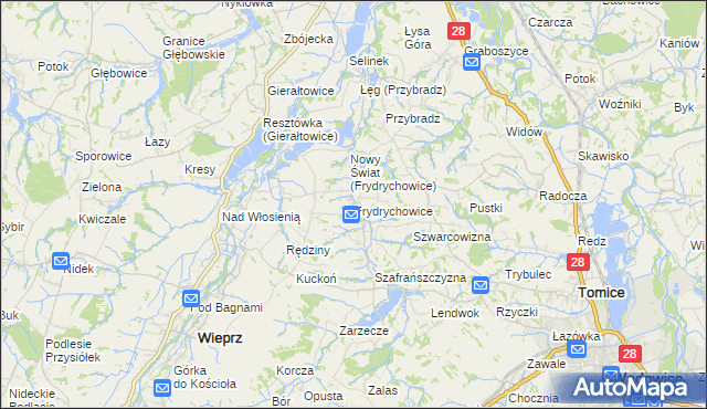 mapa Frydrychowice, Frydrychowice na mapie Targeo