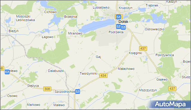 mapa Gaj gmina Gostyń, Gaj gmina Gostyń na mapie Targeo