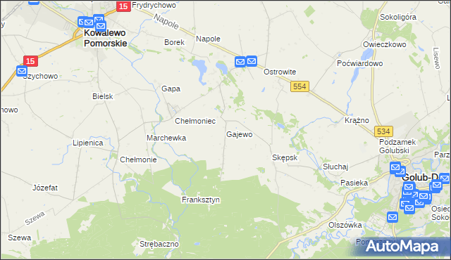 mapa Gajewo gmina Golub-Dobrzyń, Gajewo gmina Golub-Dobrzyń na mapie Targeo