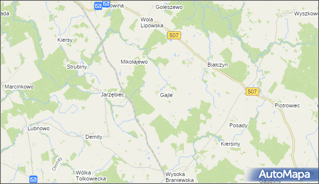 mapa Gajle, Gajle na mapie Targeo
