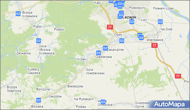 mapa Giedlarowa, Giedlarowa na mapie Targeo