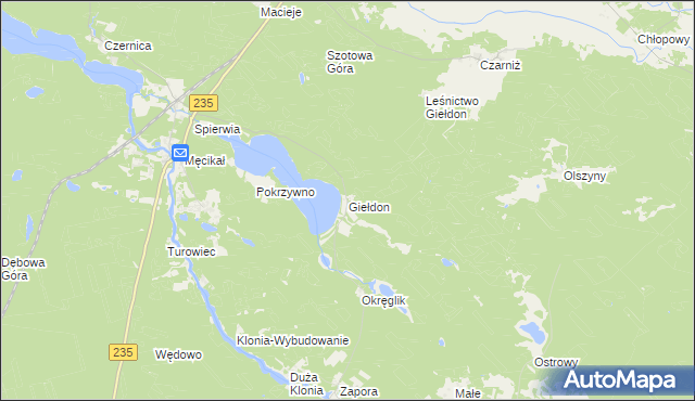 mapa Giełdon, Giełdon na mapie Targeo