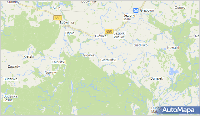 mapa Gieraliszki, Gieraliszki na mapie Targeo