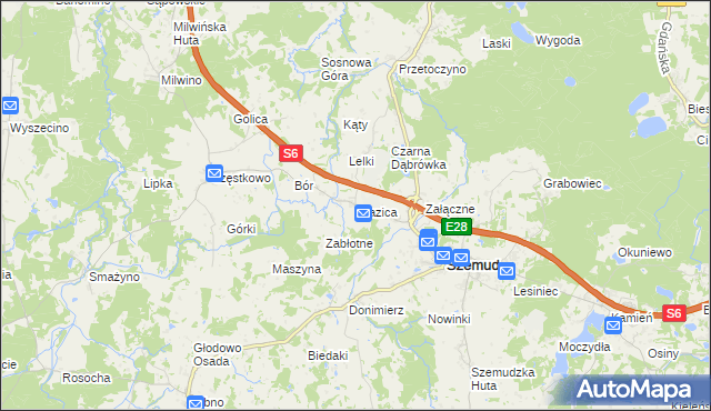 mapa Głazica, Głazica na mapie Targeo