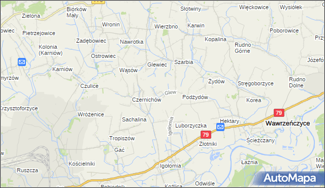 mapa Glew, Glew na mapie Targeo