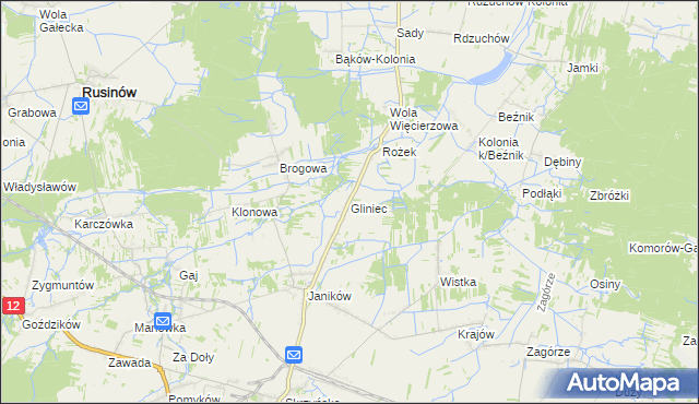 mapa Gliniec gmina Przysucha, Gliniec gmina Przysucha na mapie Targeo