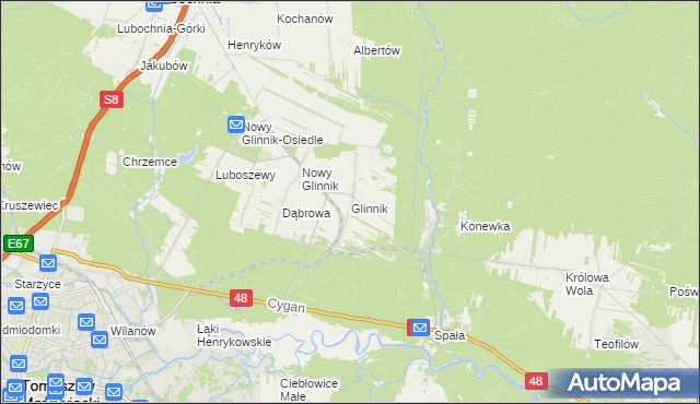 mapa Glinnik gmina Lubochnia, Glinnik gmina Lubochnia na mapie Targeo