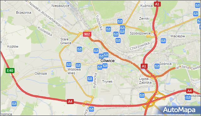 mapa Gliwic, Gliwice na mapie Targeo