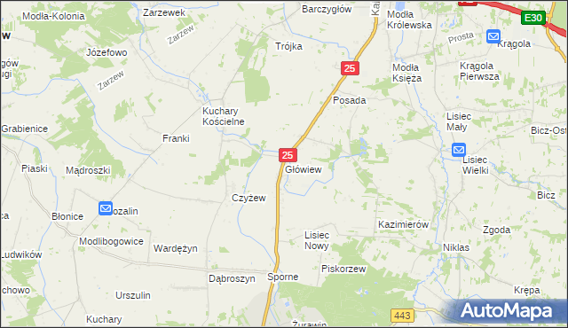 mapa Główiew, Główiew na mapie Targeo