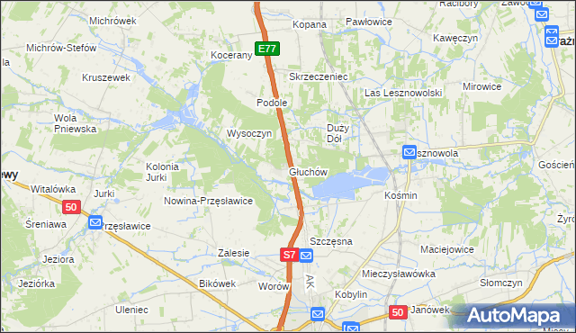 mapa Głuchów gmina Grójec, Głuchów gmina Grójec na mapie Targeo